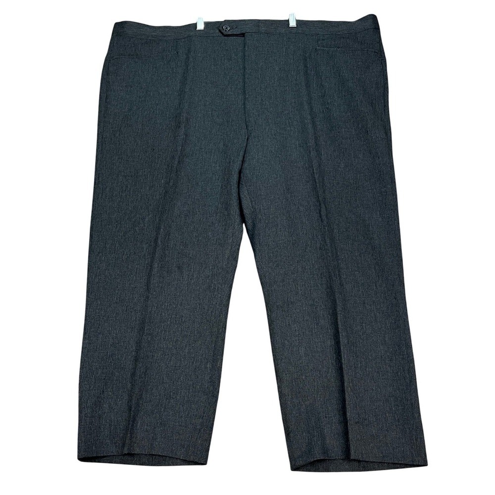 VTG Sansabelt Dress Pants Men 48x25 Charcoal Gray Heathered Elastic Waist Slacks
